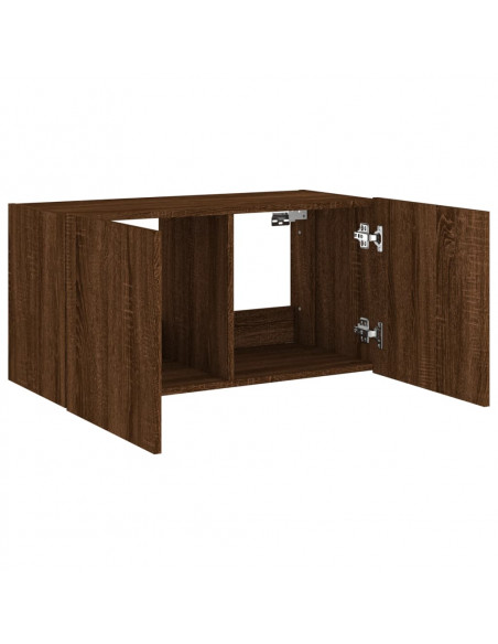 Mobile TV a Parete con Luci LED Rovere Marrone 80x35x41 cm