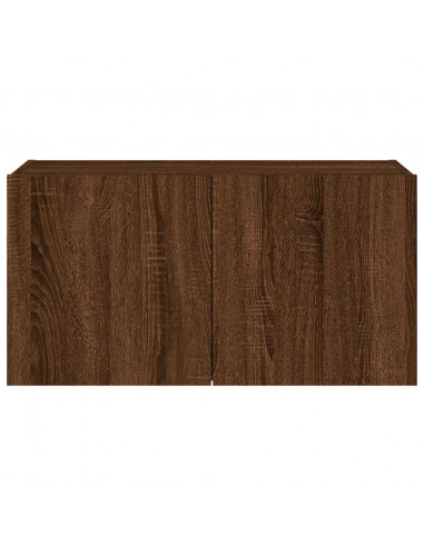 Mobile TV a Parete con Luci LED Rovere Marrone 80x35x41 cm