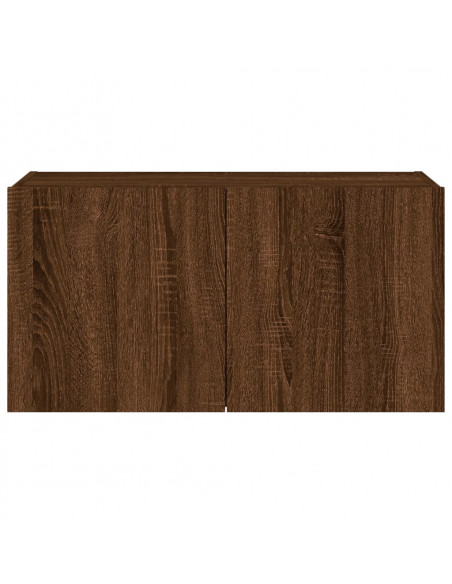 Mobile TV a Parete con Luci LED Rovere Marrone 80x35x41 cm