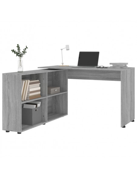 Scrivania ad Angolo Grigio Sonoma in Legno Multistrato
