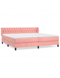 Giroletto a Molle con Materasso Rosa 200x200 cm in Velluto 2