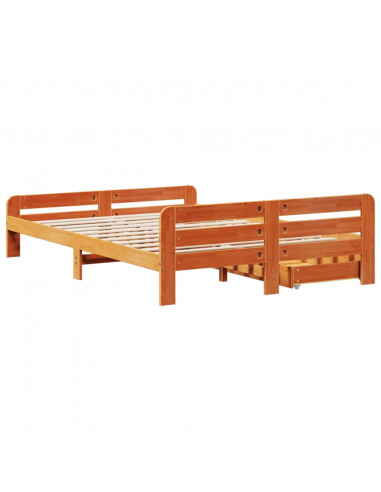 Letto senza Materasso Marrone Cera 160x200 cm in Legno di Pino