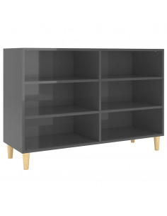 Credenza Grigio Lucido 103,5x35x70 cm in Legno Multistrato 2