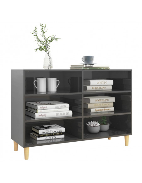 Credenza Grigio Lucido 103,5x35x70 cm in Legno Multistrato
