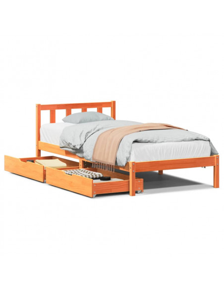 Letto senza Materasso Marrone Cera 100x200 cm in Legno di Pino