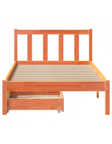 Letto senza Materasso Marrone Cera 100x200 cm in Legno di Pino