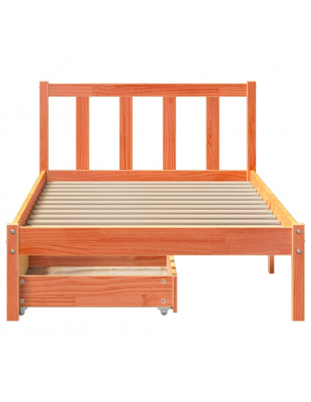 Letto senza Materasso Marrone Cera 100x200 cm in Legno di Pino
