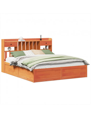 Giroletto senza Materasso Marrone Cera 200x200 cm Legno di Pino