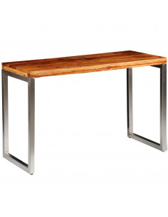 Tavolo Scrivania in Legno Massello di Sheesham Gambe Acciaio 2