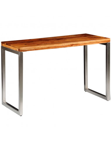 Tavolo Scrivania in Legno Massello di Sheesham Gambe Acciaio