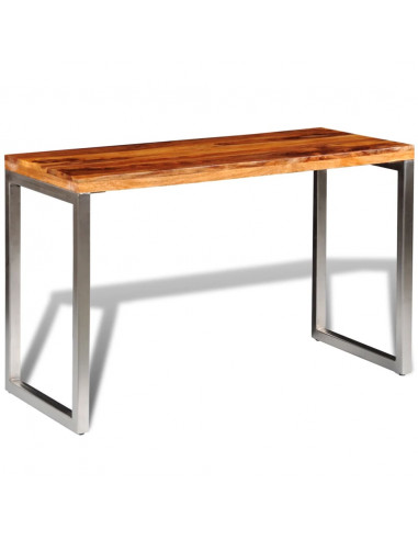 Tavolo Scrivania in Legno Massello di Sheesham Gambe Acciaio