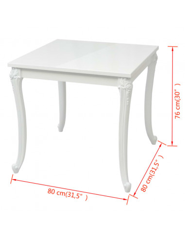Tavolo da Pranzo 80x80x76 cm Bianco Lucido