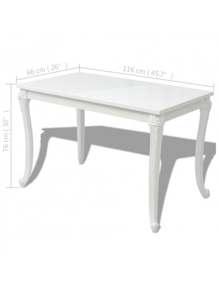Tavolo da Pranzo 116x66x76 cm Bianco Lucido