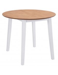 Tavolo per Sala da Pranzo con Ali Rotondo in MDF Bianco 2