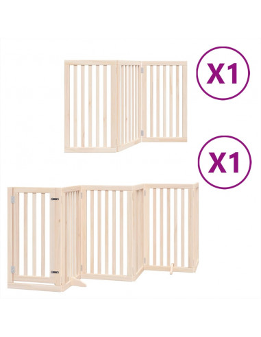 Cancello per Cani con Porta Pieghevole 9 Pannelli 450 cm Pioppo