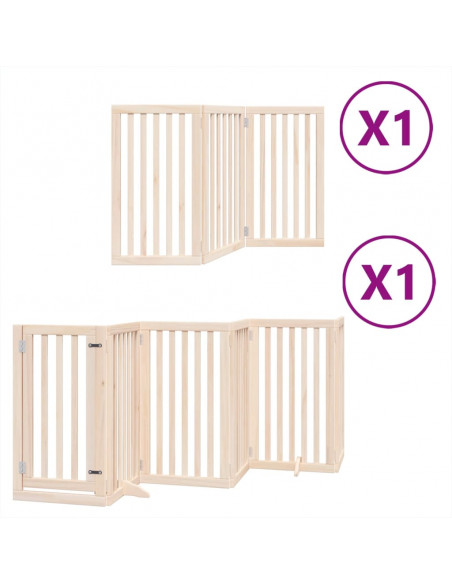 Cancello per Cani con Porta Pieghevole 9 Pannelli 450 cm Pioppo