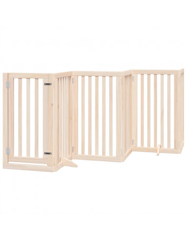 Cancello per Cani con Porta Pieghevole 9 Pannelli 450 cm Pioppo