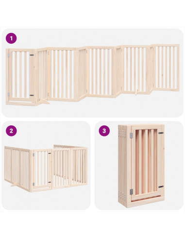 Cancello per Cani con Porta Pieghevole 9 Pannelli 450 cm Pioppo