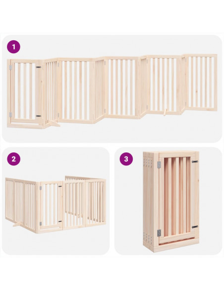 Cancello per Cani con Porta Pieghevole 9 Pannelli 450 cm Pioppo