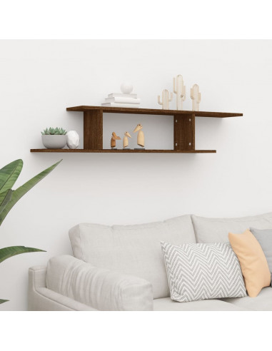 Scaffale TV Parete Rovere Marrone 125x18x23cm Legno Multistrato
