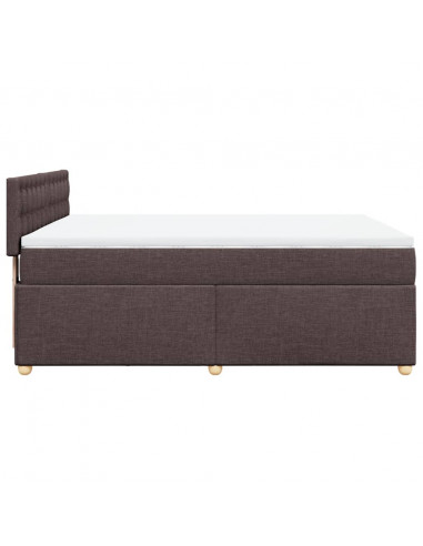 Giroletto a Molle con Materasso Marrone Scuro 160x200cm Tessuto