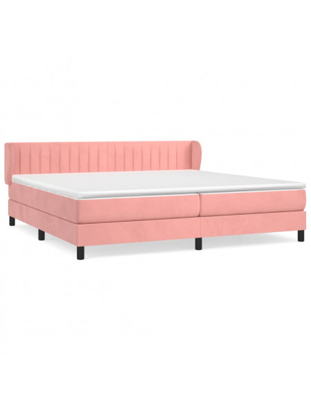 Giroletto a Molle con Materasso Rosa 200x200 cm in Velluto