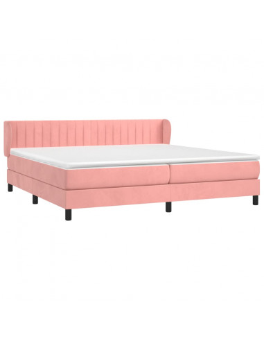 Giroletto a Molle con Materasso Rosa 200x200 cm in Velluto