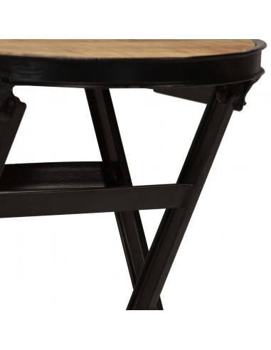 Scrivania con Sgabello Pieghevole in Legno di Mango 115x50x76cm