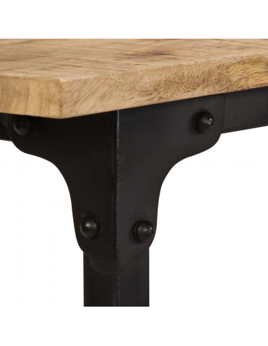 Scrivania con Sgabello Pieghevole in Legno di Mango 115x50x76cm