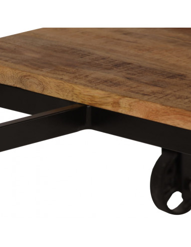 Scrivania con Sgabello Pieghevole in Legno di Mango 115x50x76cm