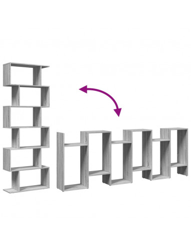 Libreria Divisorio 6Piani Grigio Sonoma 70x24x193cm Truciolato