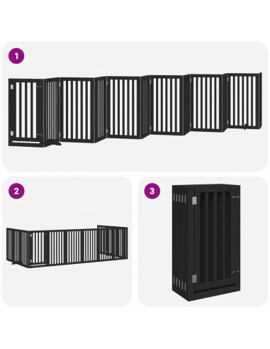 Cancello Cani Porta Pieghevole Nero 12 Pannelli 600cm Pioppo