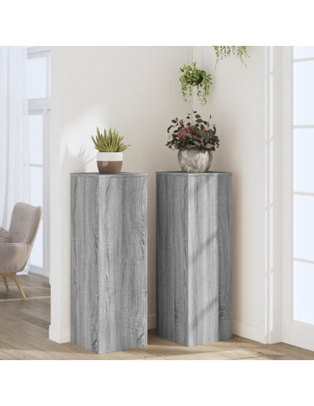 Supporti per Piante 2 pz Grigio Sonoma 33x33x100 cm Multistrato