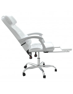 Poltrona da Ufficio Massaggiante Reclinabile Bianca Similpelle 2