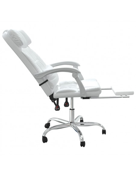 Poltrona da Ufficio Massaggiante Reclinabile Bianca Similpelle