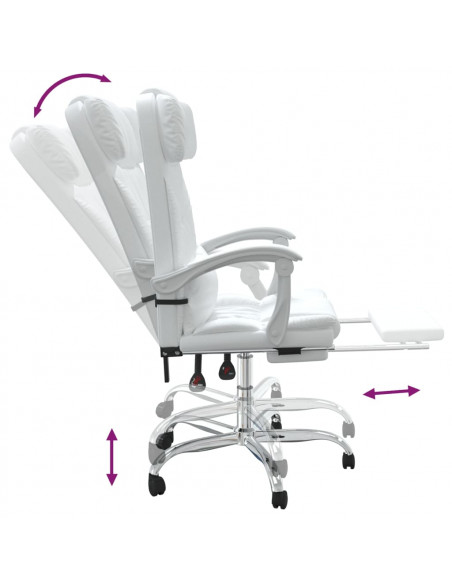 Poltrona da Ufficio Massaggiante Reclinabile Bianca Similpelle