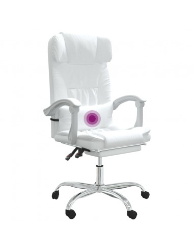 Poltrona da Ufficio Massaggiante Reclinabile Bianca Similpelle