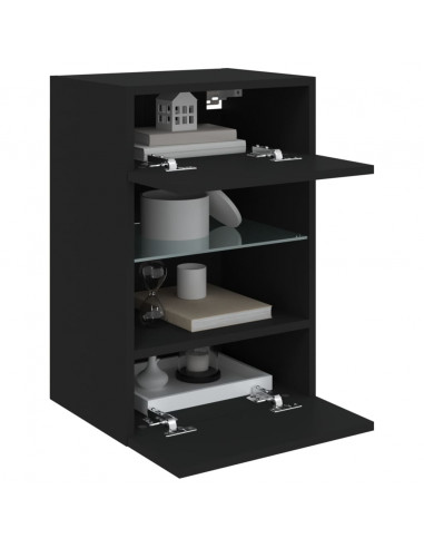 Mobile TV a Parete con Luci LED Nero 40x30x60,5 cm