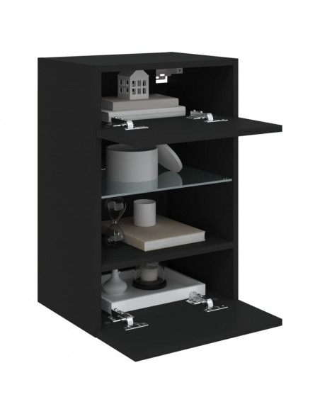 Mobile TV a Parete con Luci LED Nero 40x30x60,5 cm