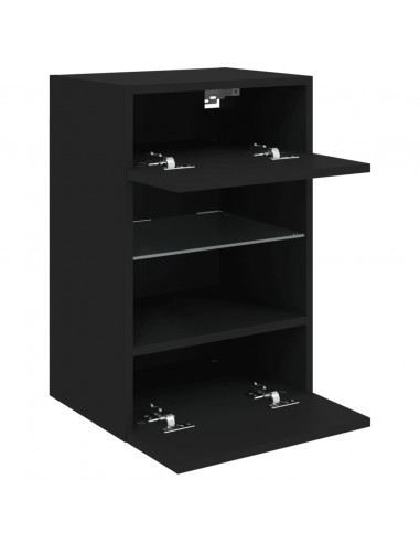 Mobile TV a Parete con Luci LED Nero 40x30x60,5 cm