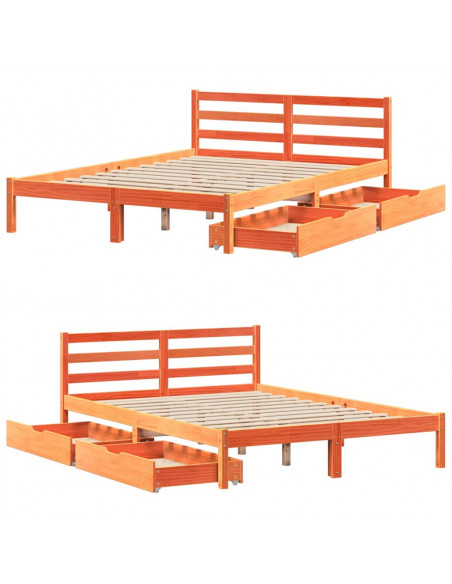 Giroletto senza Materasso Marrone Cera 140x200cm Massello Pino