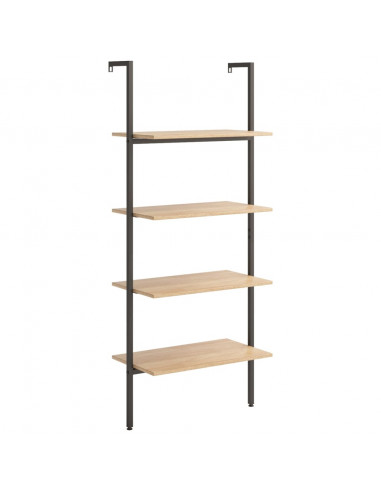 Scaffale Pendente 4 Livelli Marrone Chiaro e Nero 64x35x152,5cm