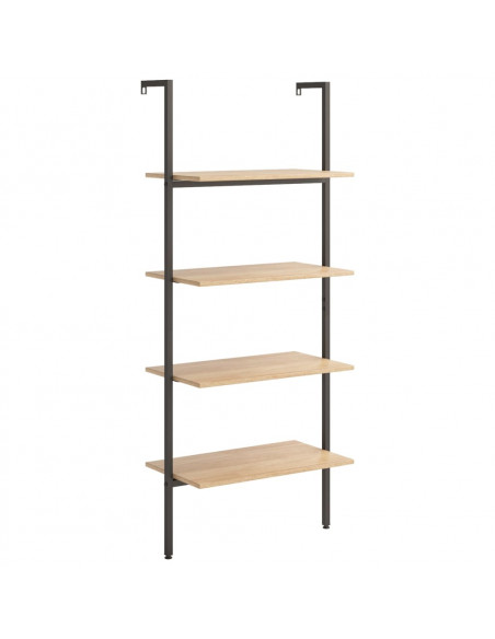 Scaffale Pendente 4 Livelli Marrone Chiaro e Nero 64x35x152,5cm