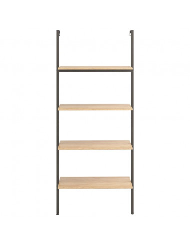 Scaffale Pendente 4 Livelli Marrone Chiaro e Nero 64x35x152,5cm