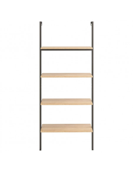 Scaffale Pendente 4 Livelli Marrone Chiaro e Nero 64x35x152,5cm