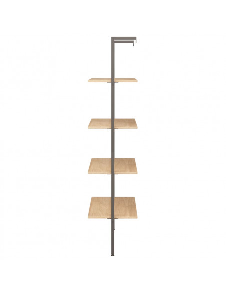 Scaffale Pendente 4 Livelli Marrone Chiaro e Nero 64x35x152,5cm