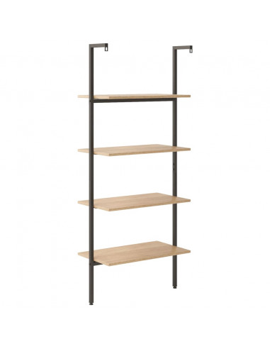Scaffale Pendente 4 Livelli Marrone Chiaro e Nero 64x35x152,5cm