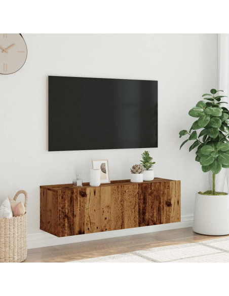 Mobile TV a Parete Legno Antico 100x30x30 cm in Truciolato