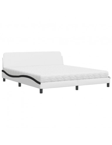 Letto con Materasso Bianco e Nero 180x200cm Similpelle