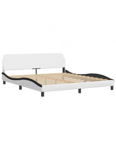 Letto con Materasso Bianco e Nero 180x200cm Similpelle